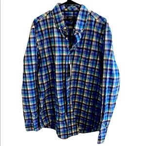 Johnnie-O button up plaid long sleeve dress shirt blue size XL